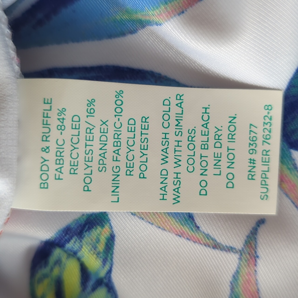 Oasis Ruffle Tropical Floral One Piece Swimsuit XXL Blue White - Picture 3 of 16